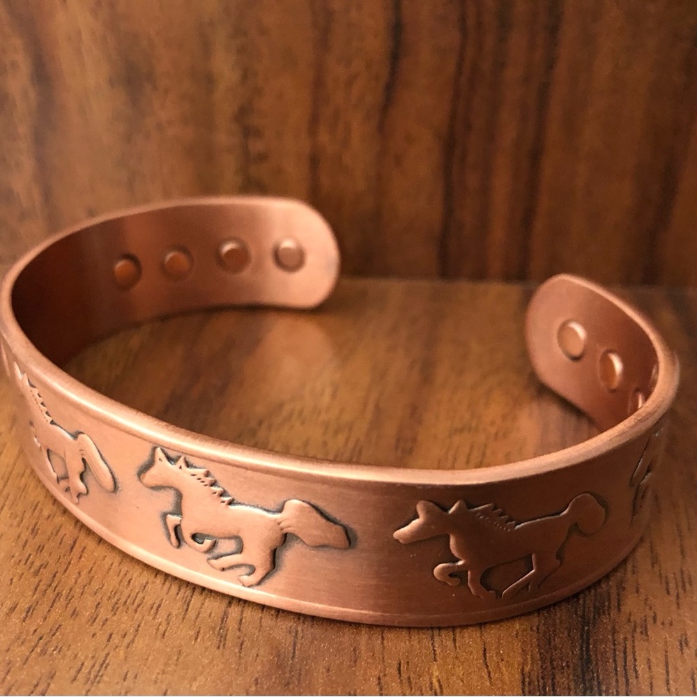 Horse Design Pure Copper Magnetic Bracelet Energy Cuff Bangle